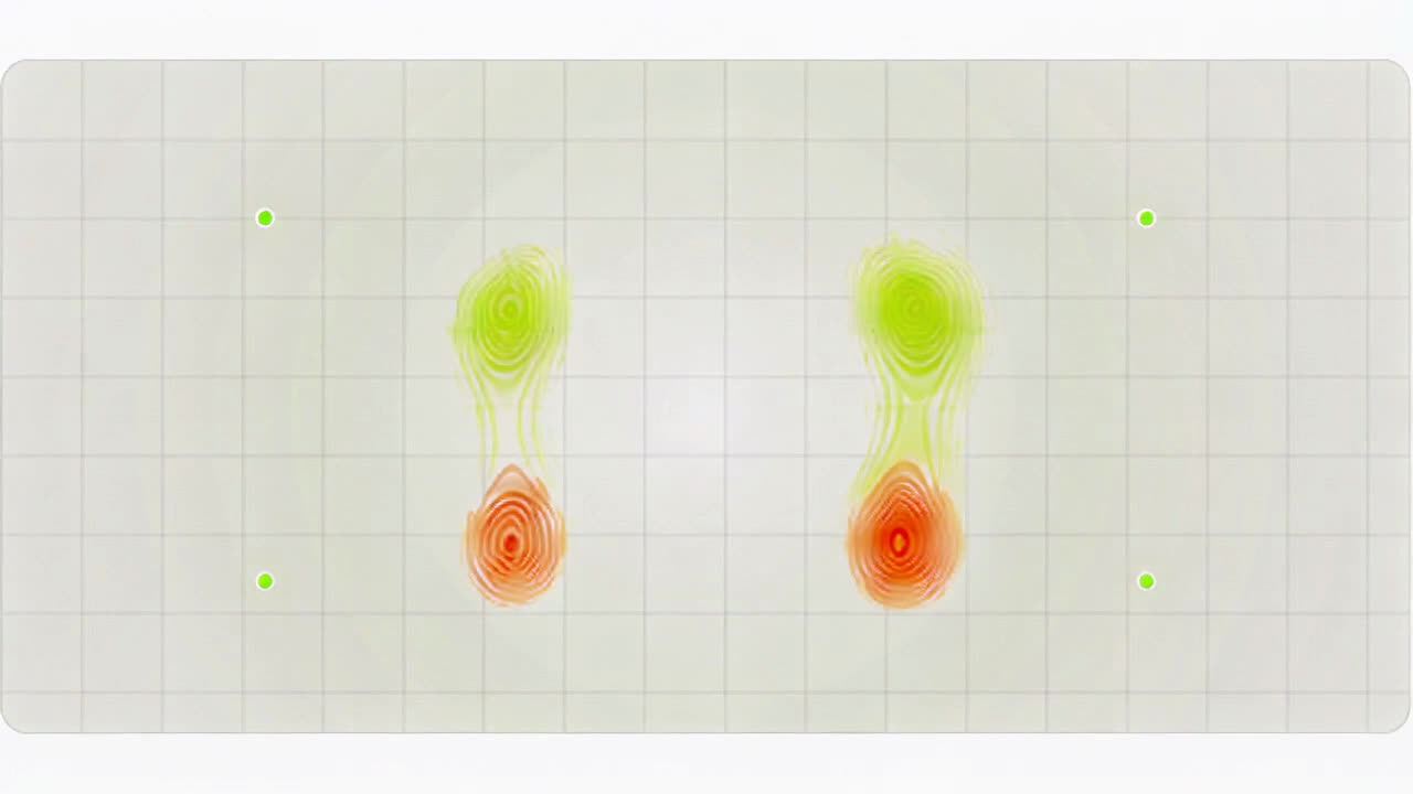 Pressure map showing the balance between your left and right feet