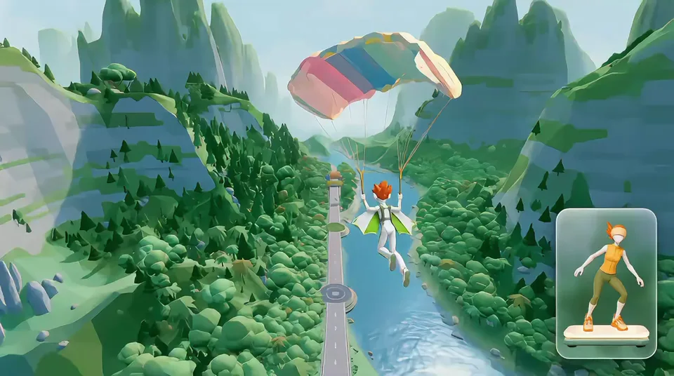 Wind Sail, a body-controlled game on Kiwii Move